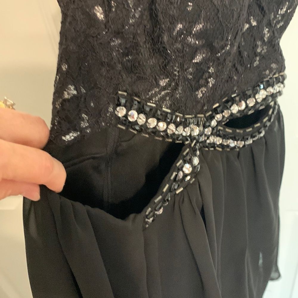 B. Darlin | Black Lace Cutout Women’s Jeweled Cocktail Evening Dress Homecoming - Picture 6 of 14